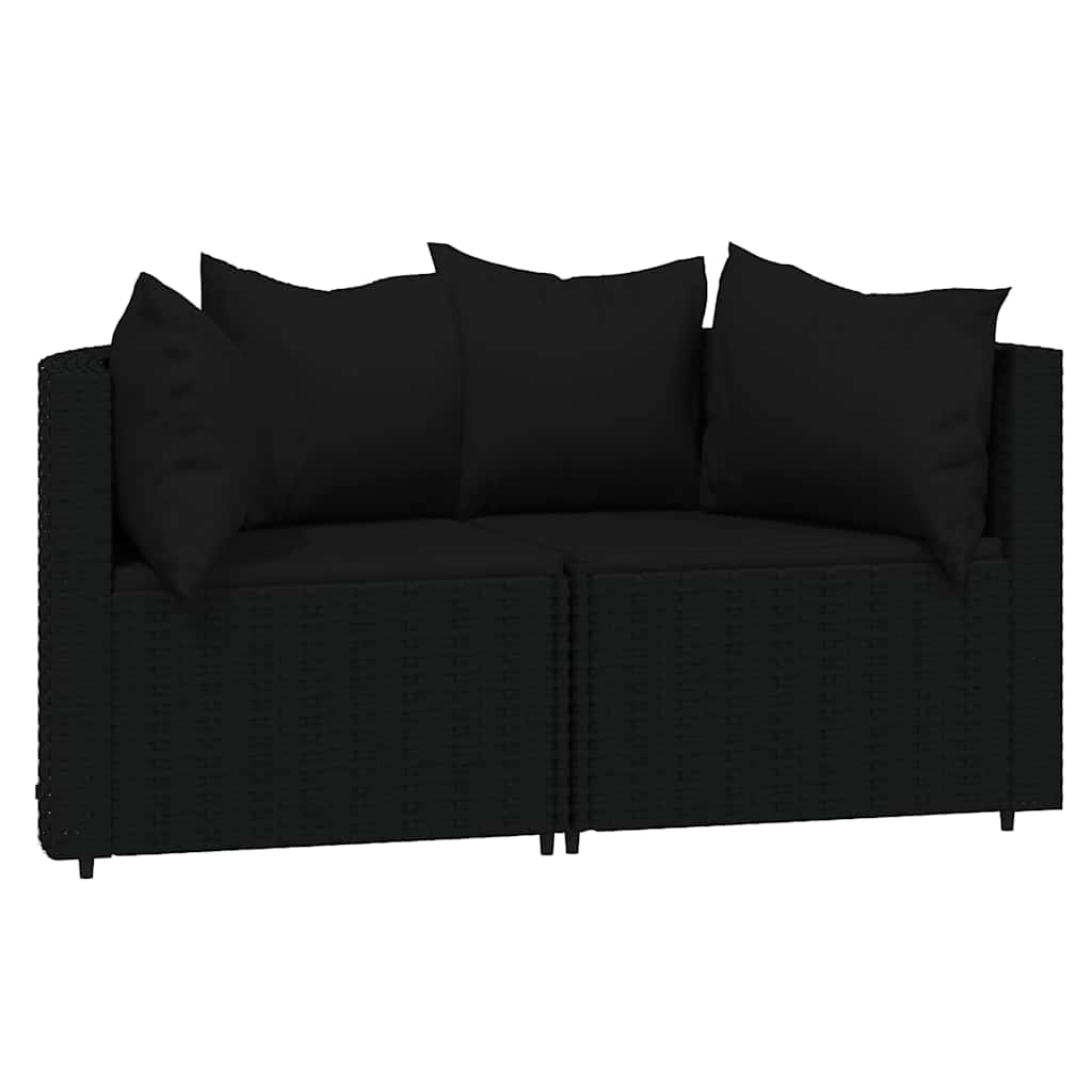 Divani Angolari da Giardino con Cuscini 2pz in Polyrattan Nero | homemem39