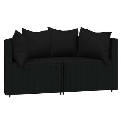 Divani Angolari da Giardino con Cuscini 2pz in Polyrattan Nero | homemem39