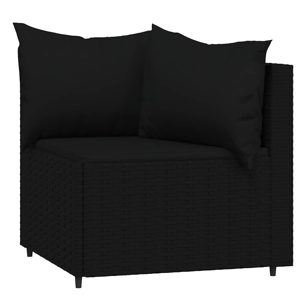 Divani Angolari da Giardino con Cuscini 2pz in Polyrattan Nero | homemem39