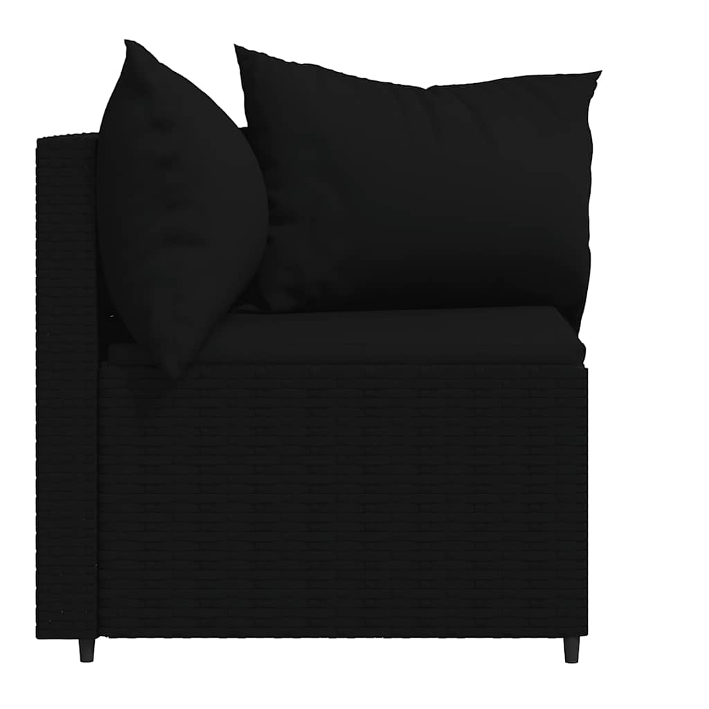 Divani Angolari da Giardino con Cuscini 2pz in Polyrattan Nero - homemem39
