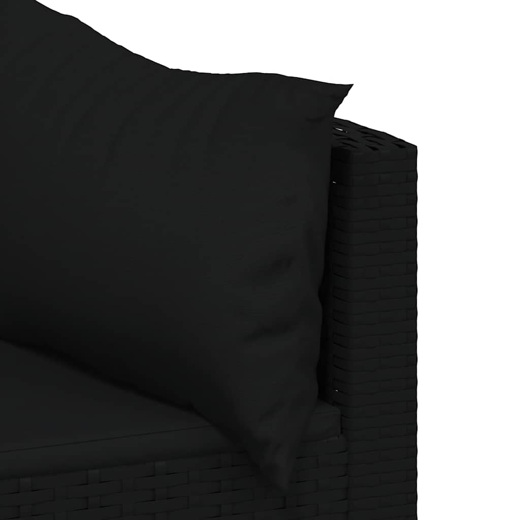 Divani Angolari da Giardino con Cuscini 2pz in Polyrattan Nero | homemem39
