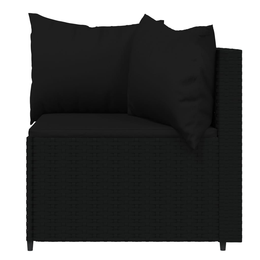 Set Divani da Giardino 4 pz con Cuscini Nero in Polyrattan - homemem39