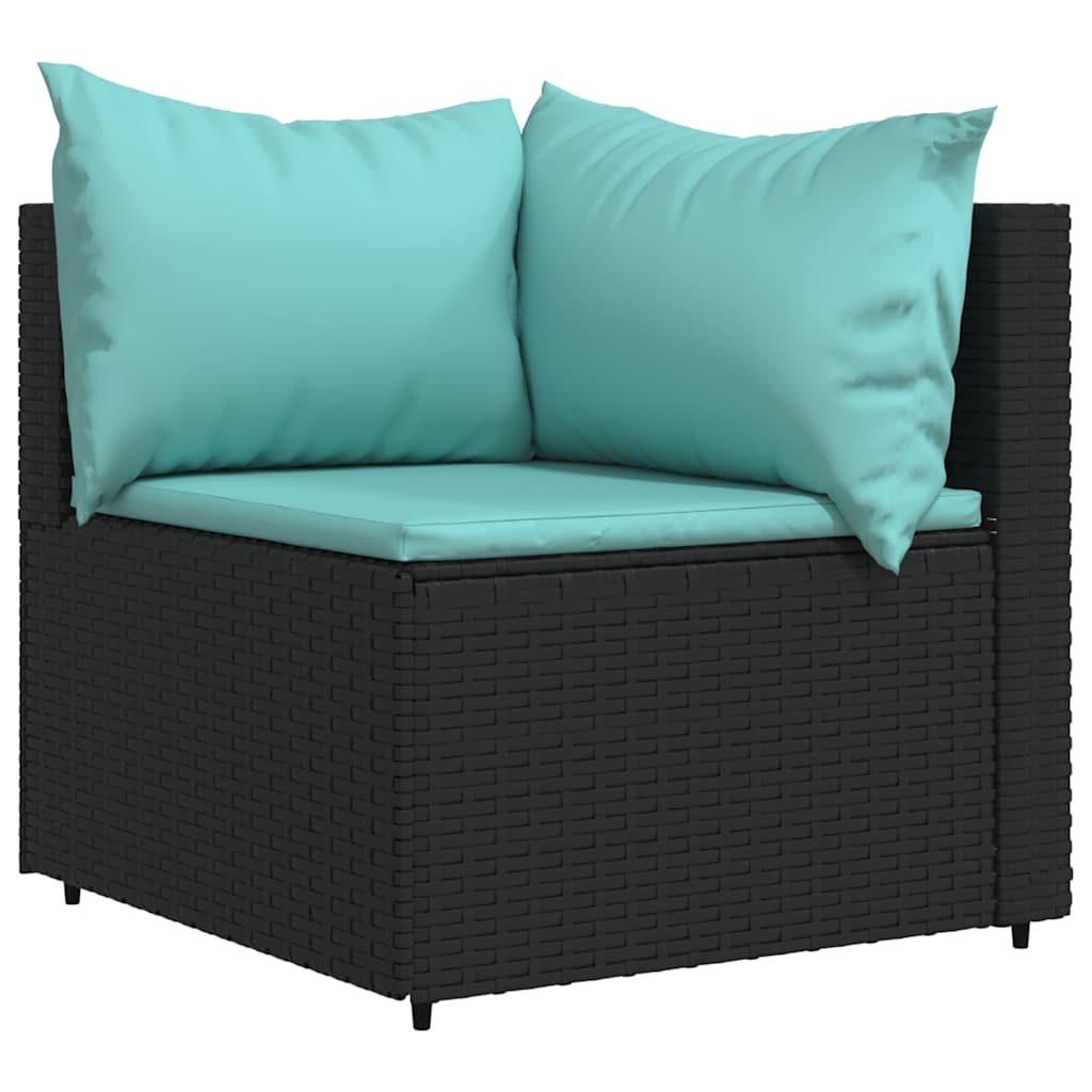Divani Angolari da Giardino con Cuscini 2pz in Polyrattan Nero | homemem39