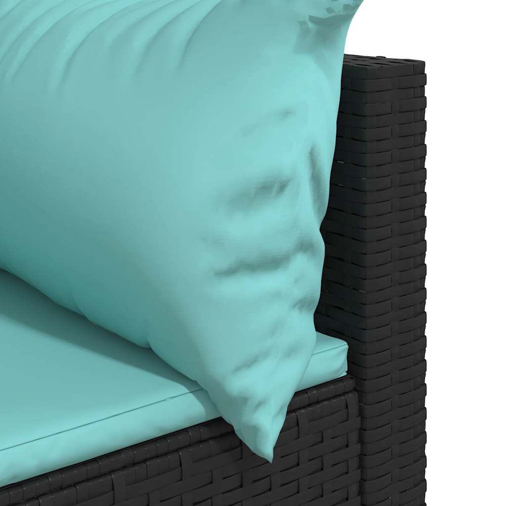 Divani Angolari da Giardino con Cuscini 2pz in Polyrattan Nero | homemem39
