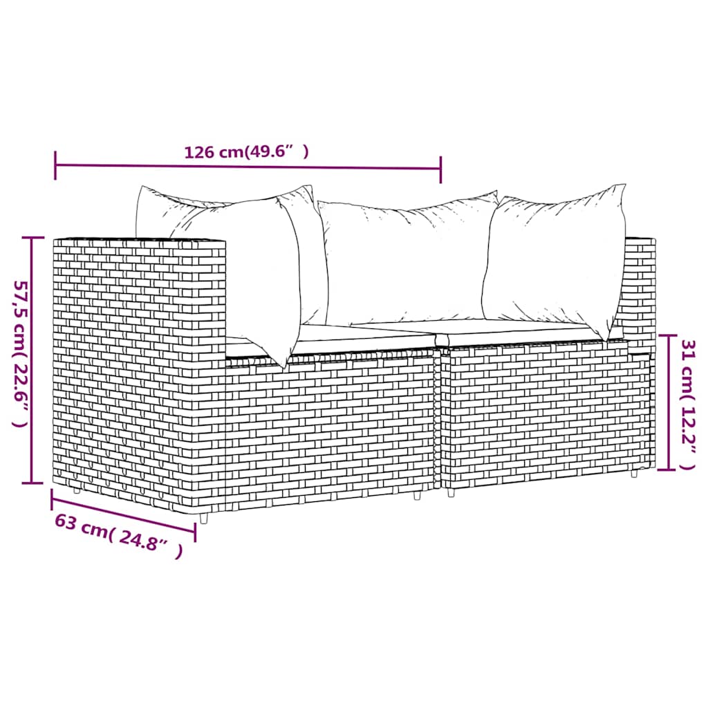 Divani Angolari da Giardino con Cuscini 2pz in Polyrattan Nero | homemem39