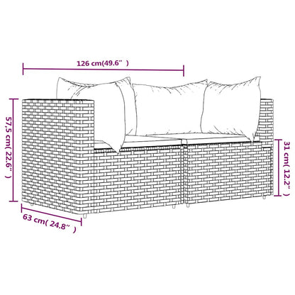 Divani Angolari da Giardino con Cuscini 2pz in Polyrattan Nero