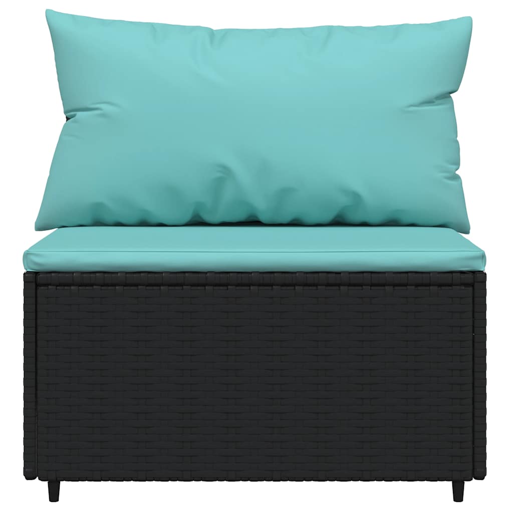 Set Divani da Giardino 3 pz con Cuscini Nero in Polyrattan | homemem39