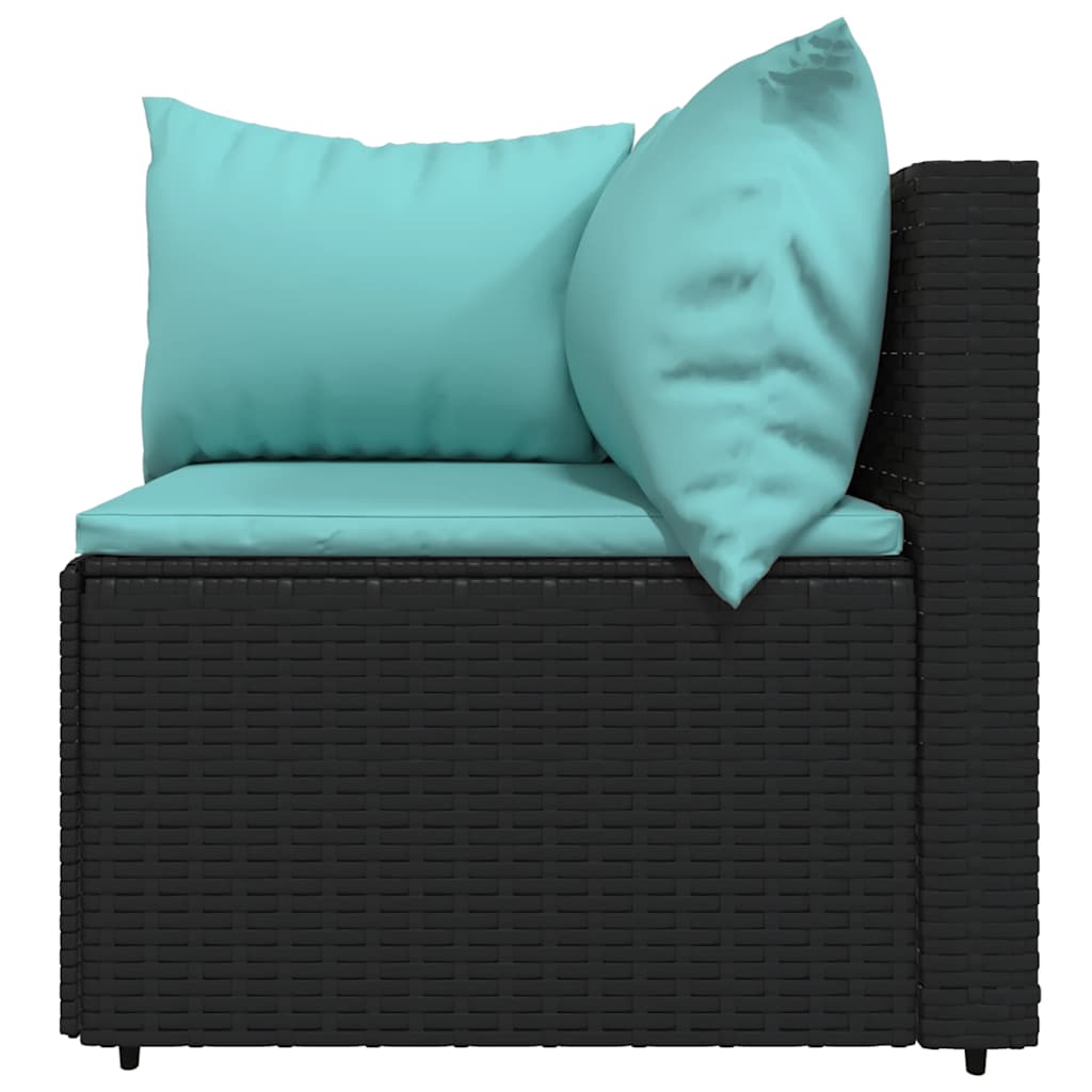 Set Divani da Giardino 3 pz con Cuscini Nero in Polyrattan | homemem39
