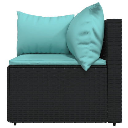 Set Divani da Giardino 4 pz con Cuscini Nero in Polyrattan | homemem39