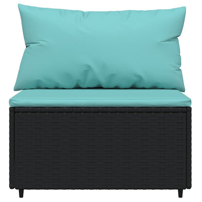 Set Divani da Giardino 3 pz con Cuscini Nero in Polyrattan | homemem39