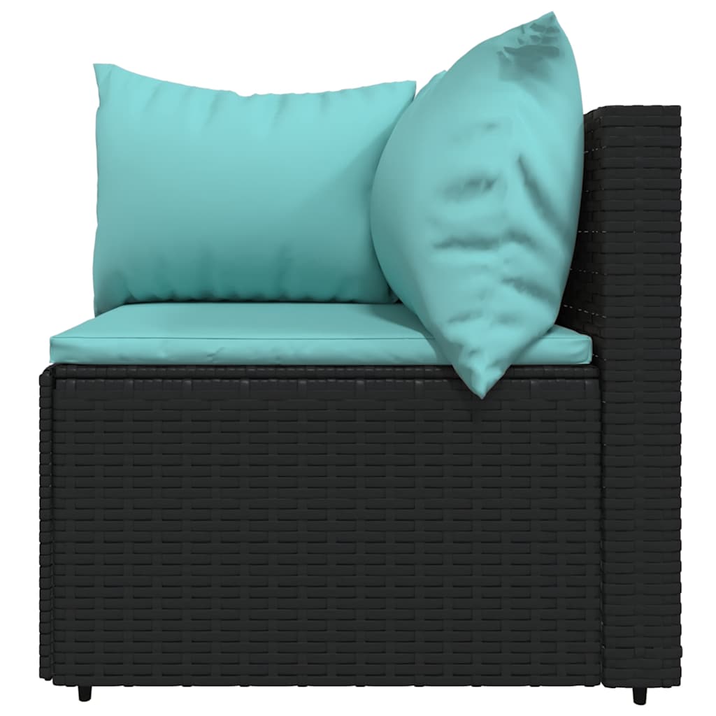 Set Divani da Giardino 3 pz con Cuscini Nero in Polyrattan | homemem39