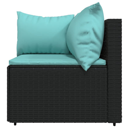 Set Divani da Giardino 3 pz con Cuscini Nero in Polyrattan | homemem39