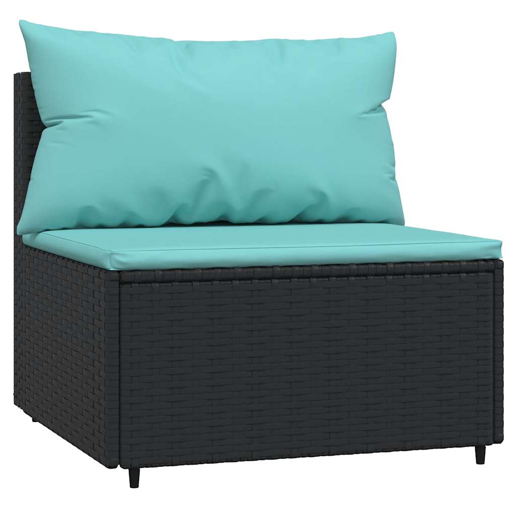 Divani Centrali da Giardino con Cuscini 2pz in Polyrattan Nero | homemem39