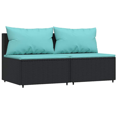 Set Divani da Giardino 3 pz con Cuscini Nero in Polyrattan | homemem39