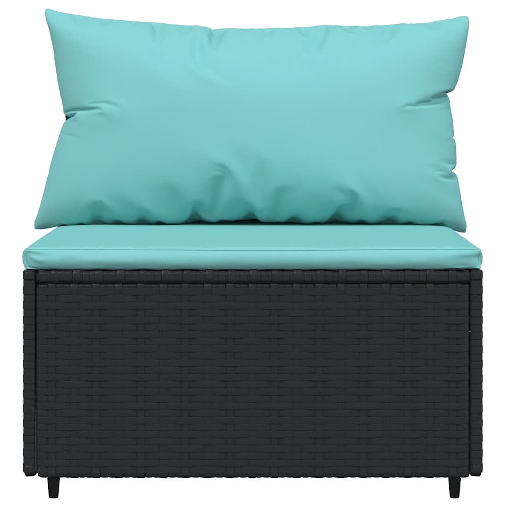 Set Divani da Giardino 3 pz con Cuscini Nero in Polyrattan | homemem39