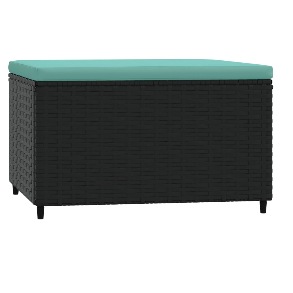 Poggiapiedi da Giardino con Cuscino in Polyrattan Nero - homemem39