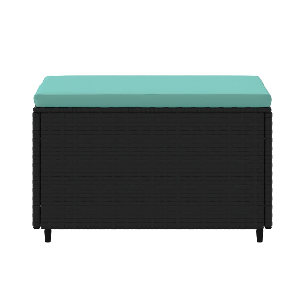 Poggiapiedi da Giardino con Cuscini in Polyrattan Nero - homemem39