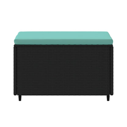 Poggiapiedi da Giardino con Cuscini in Polyrattan Nero - homemem39