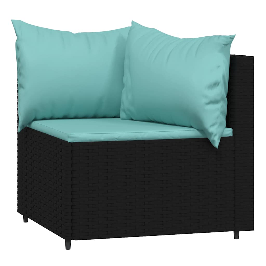 Divani Angolari da Giardino con Cuscini 2pz in Polyrattan Nero | homemem39
