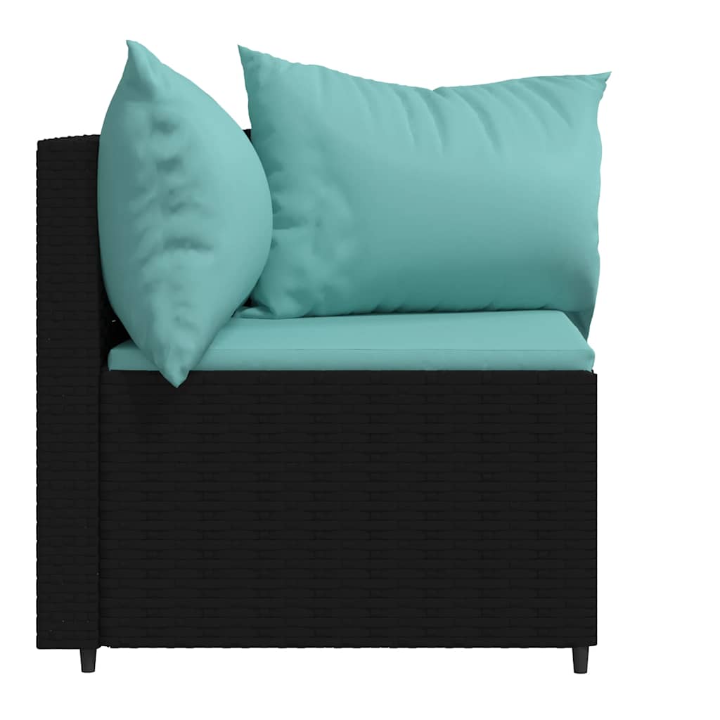 Divani Angolari da Giardino con Cuscini 2pz in Polyrattan Nero | homemem39