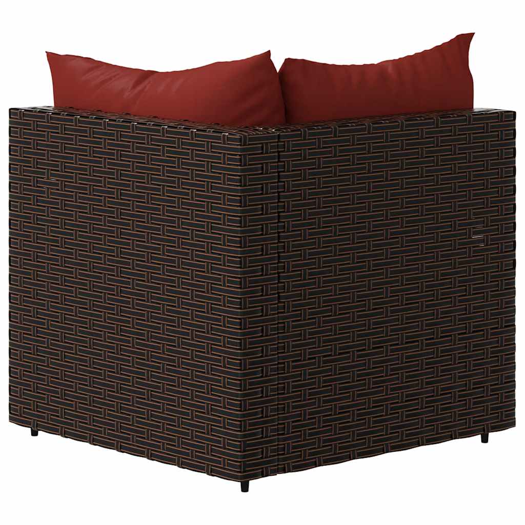Divani Angolari da Giardino con Cuscini 2pz Polyrattan Marrone | homemem39