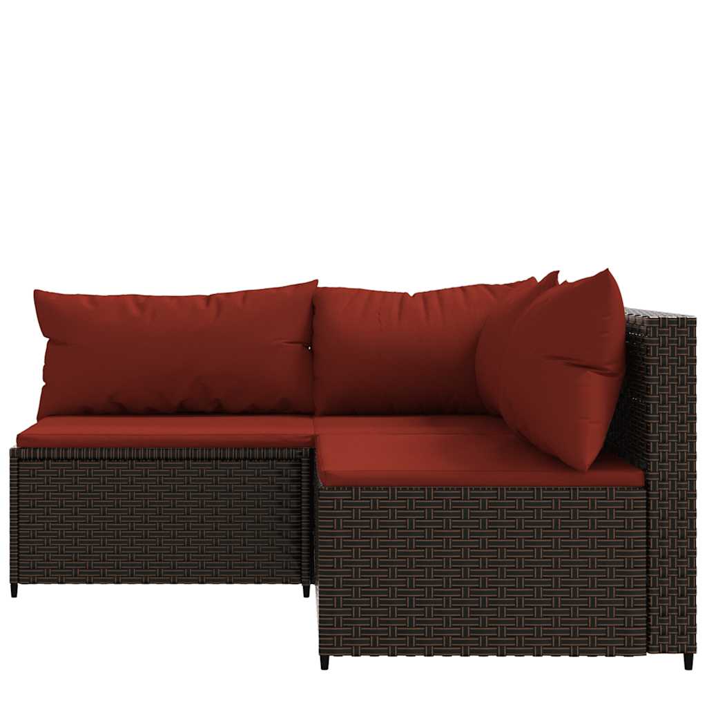 Set Mobili da Giardino 3 pz con Cuscini in Polyrattan Marrone | homemem39