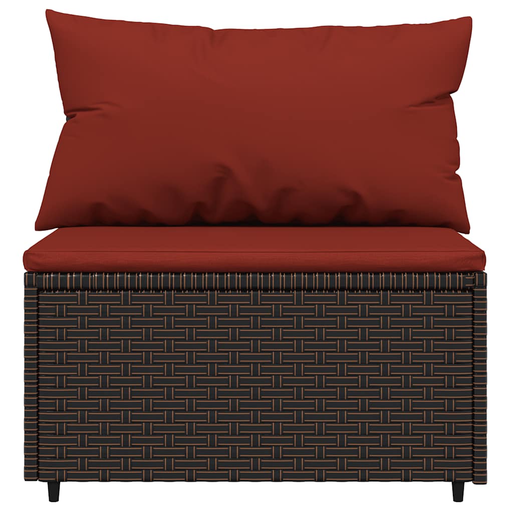 Set Mobili da Giardino 4 pz con Cuscini in Polyrattan Marrone | homemem39