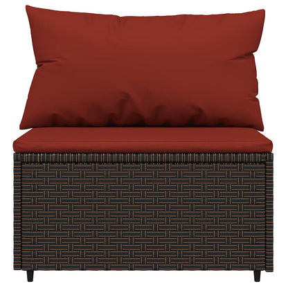 Set Mobili da Giardino 4 pz con Cuscini in Polyrattan Marrone | homemem39