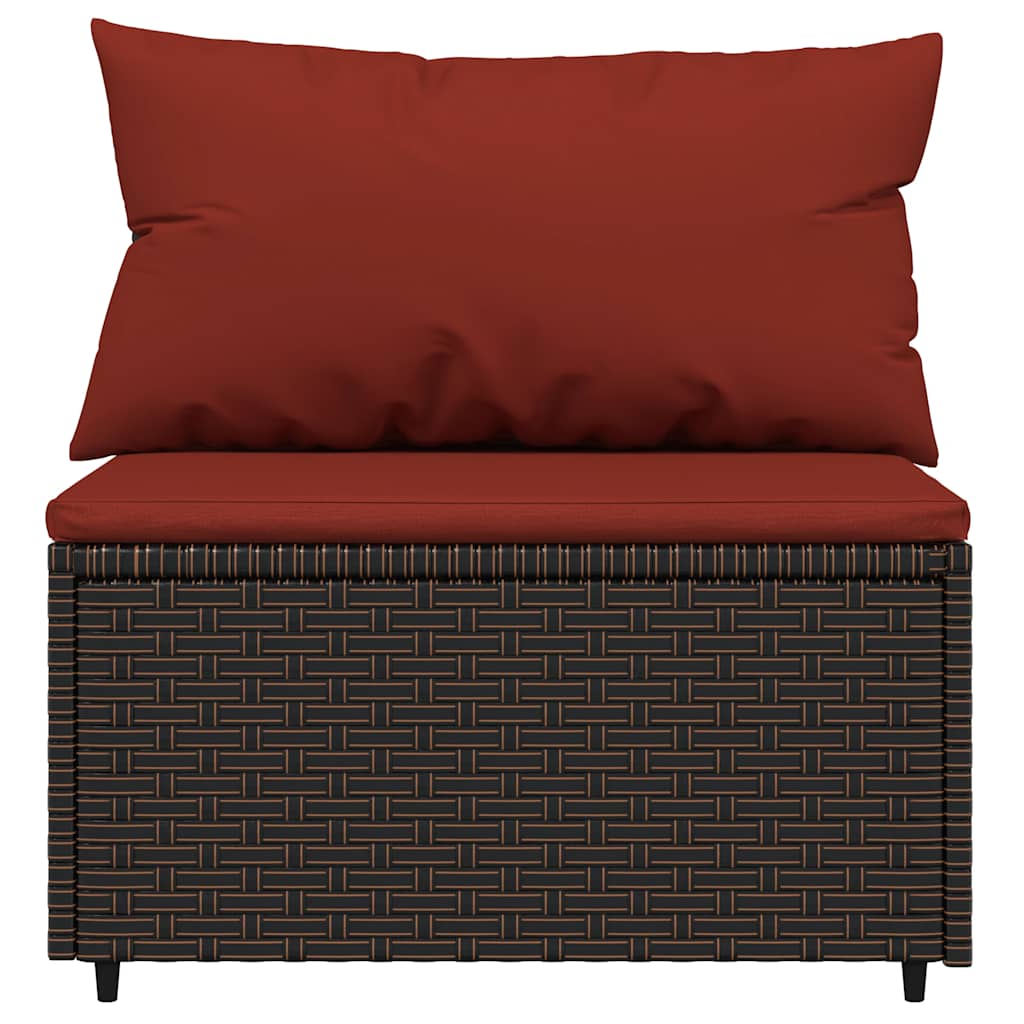 Set Mobili da Giardino 4 pz con Cuscini in Polyrattan Marrone | homemem39