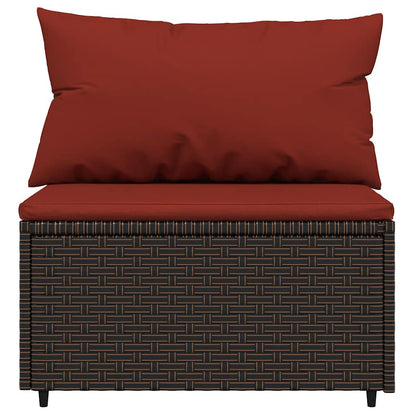 Divano Centrale da Giardino con Cuscini in Polyrattan Marrone | homemem39