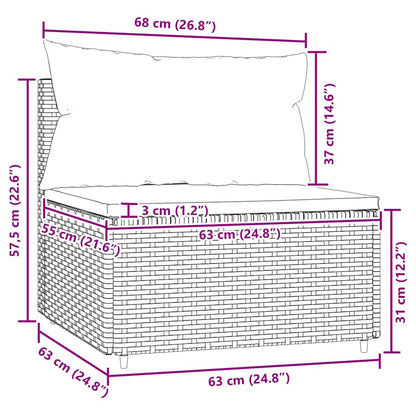 Divano Centrale da Giardino con Cuscini in Polyrattan Marrone | homemem39