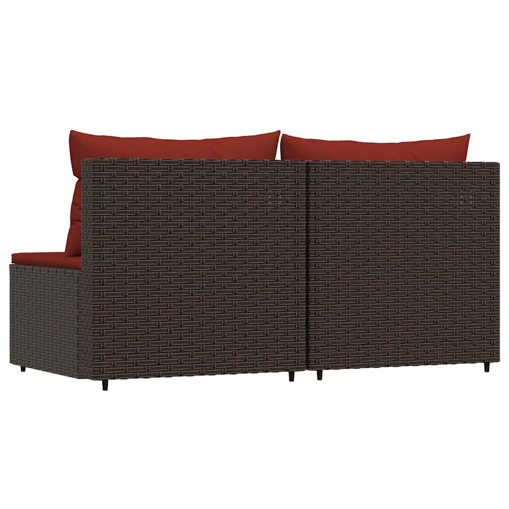 Divani Centrali da Giardino con Cuscini 2pz Polyrattan Marrone - homemem39
