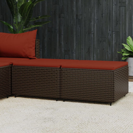 Poggiapiedi da Giardino con Cuscini 2 pz in Polyrattan Marrone - homemem39
