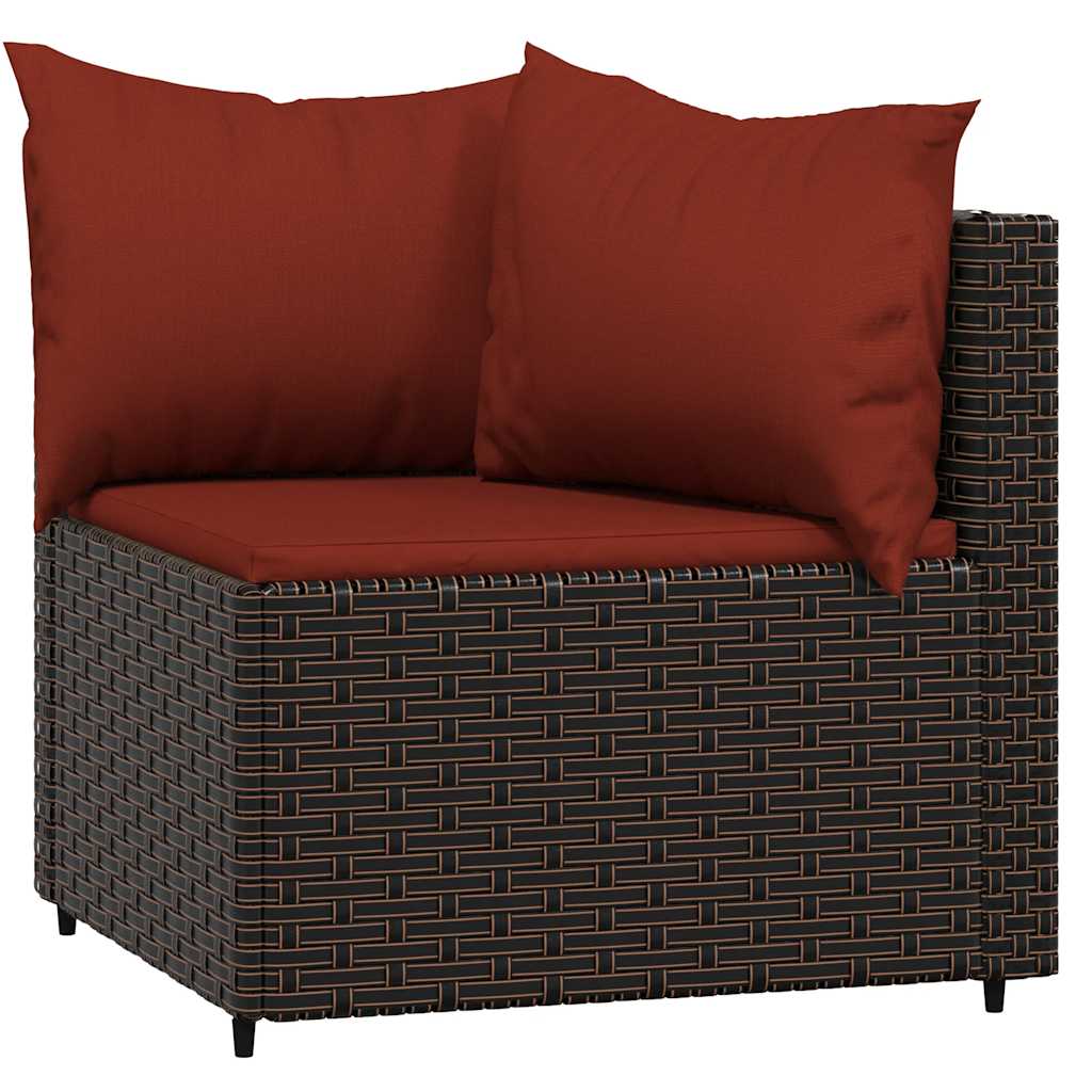 Divani Angolari da Giardino con Cuscini 2pz Polyrattan Marrone - homemem39