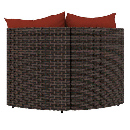 Divani Angolari da Giardino con Cuscini 2pz Polyrattan Marrone - homemem39