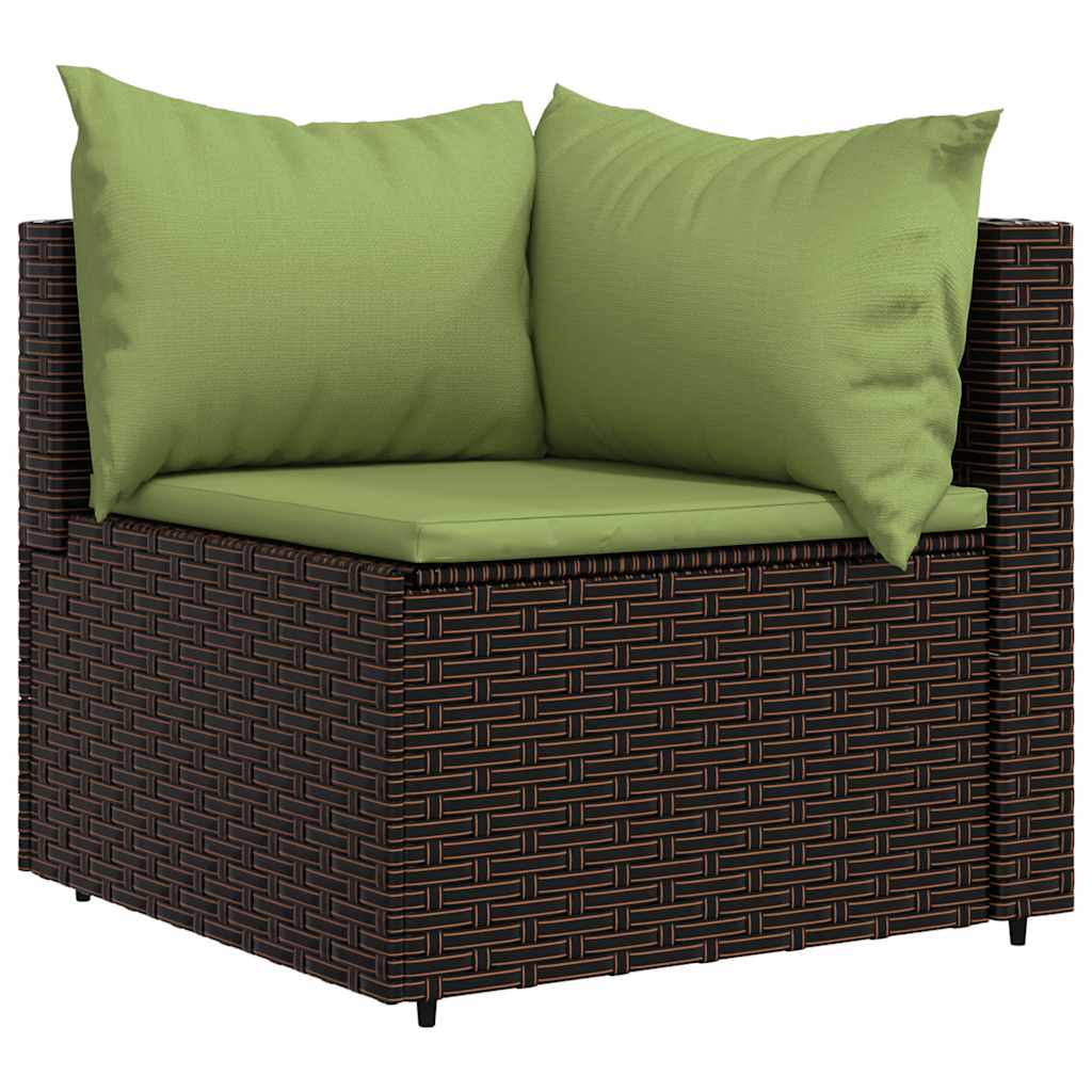 Divani Angolari da Giardino con Cuscini 2pz Polyrattan Marrone | homemem39