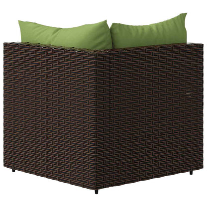 Divani Angolari da Giardino con Cuscini 2pz Polyrattan Marrone | homemem39