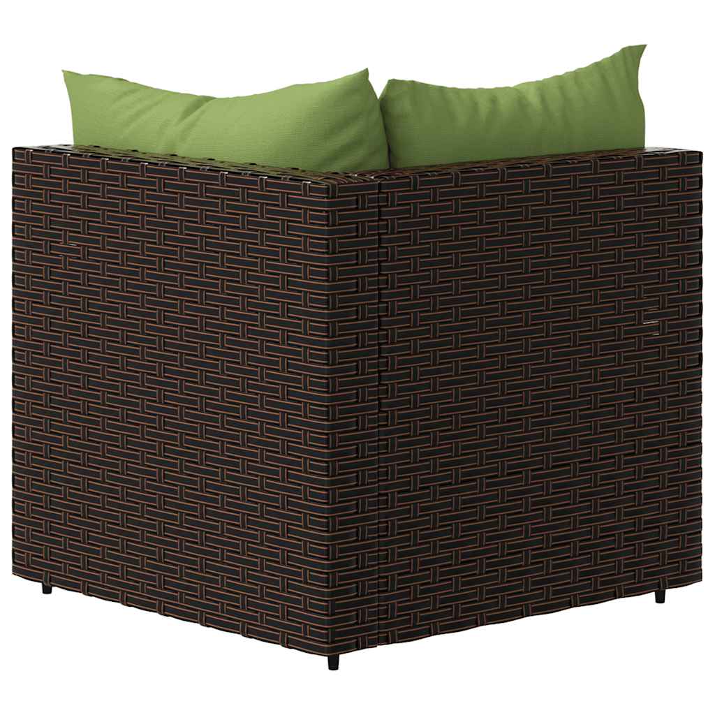 Divani Angolari da Giardino con Cuscini 2pz Polyrattan Marrone - homemem39