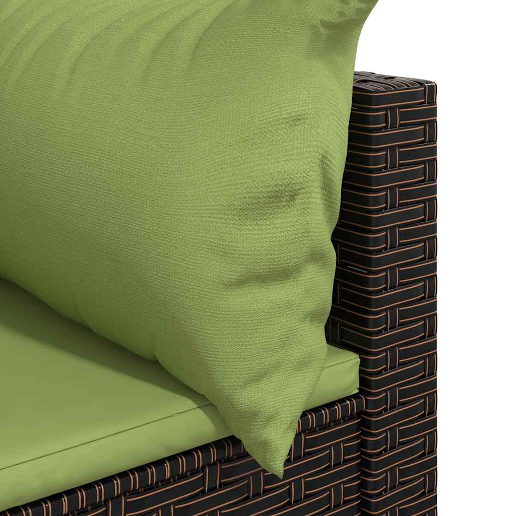 Divani Angolari da Giardino con Cuscini 2pz Polyrattan Marrone | homemem39