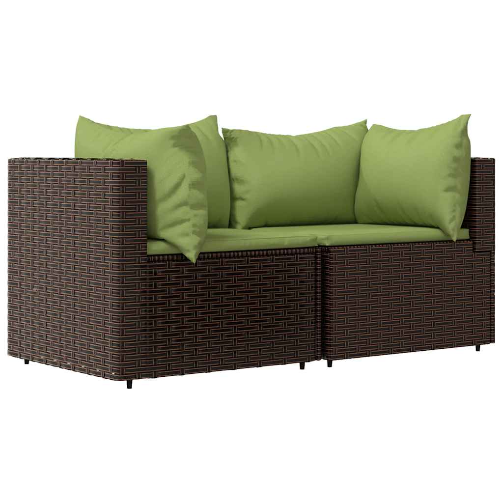 Set Mobili da Giardino 3 pz con Cuscini in Polyrattan Marrone | homemem39