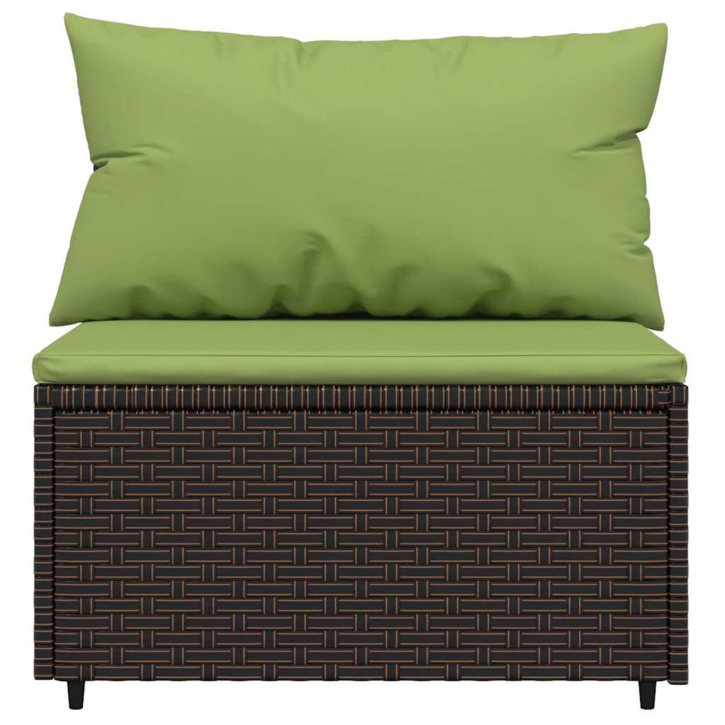 Set Mobili da Giardino 3 pz con Cuscini in Polyrattan Marrone | homemem39