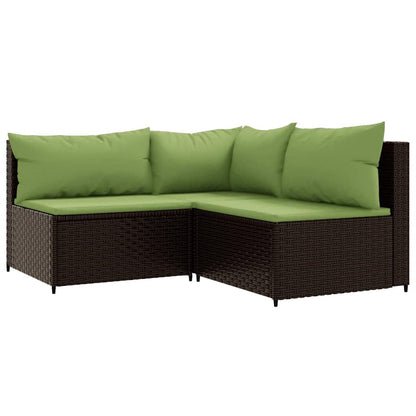 Set Mobili da Giardino 4 pz con Cuscini in Polyrattan Marrone | homemem39