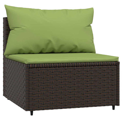 Set Mobili da Giardino 4 pz con Cuscini in Polyrattan Marrone | homemem39