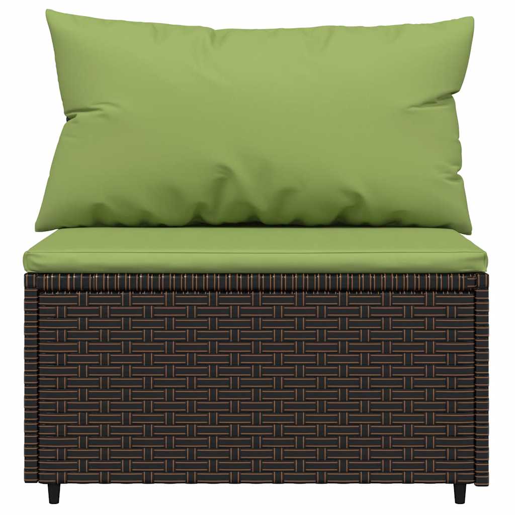 Set Mobili da Giardino 3 pz con Cuscini in Polyrattan Marrone | homemem39