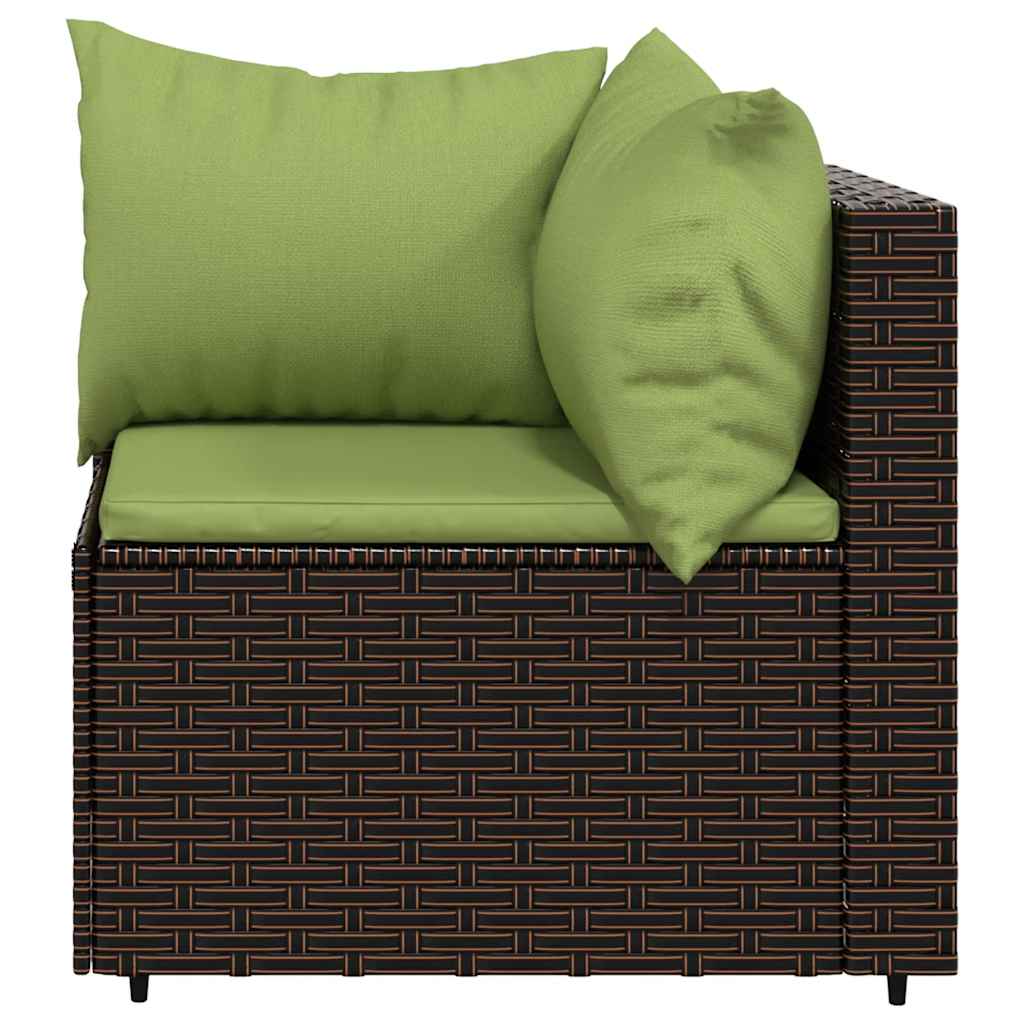 Set Mobili da Giardino 3 pz con Cuscini in Polyrattan Marrone | homemem39
