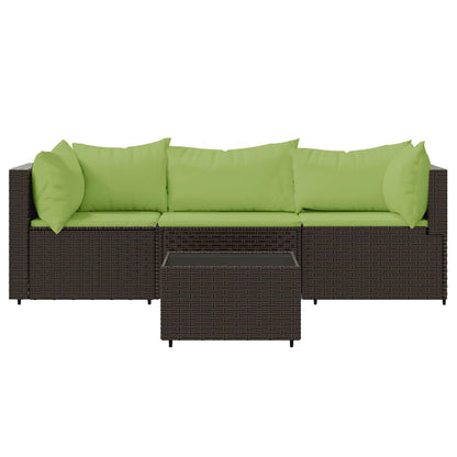 Set Mobili da Giardino 4 pz con Cuscini in Polyrattan Marrone | homemem39