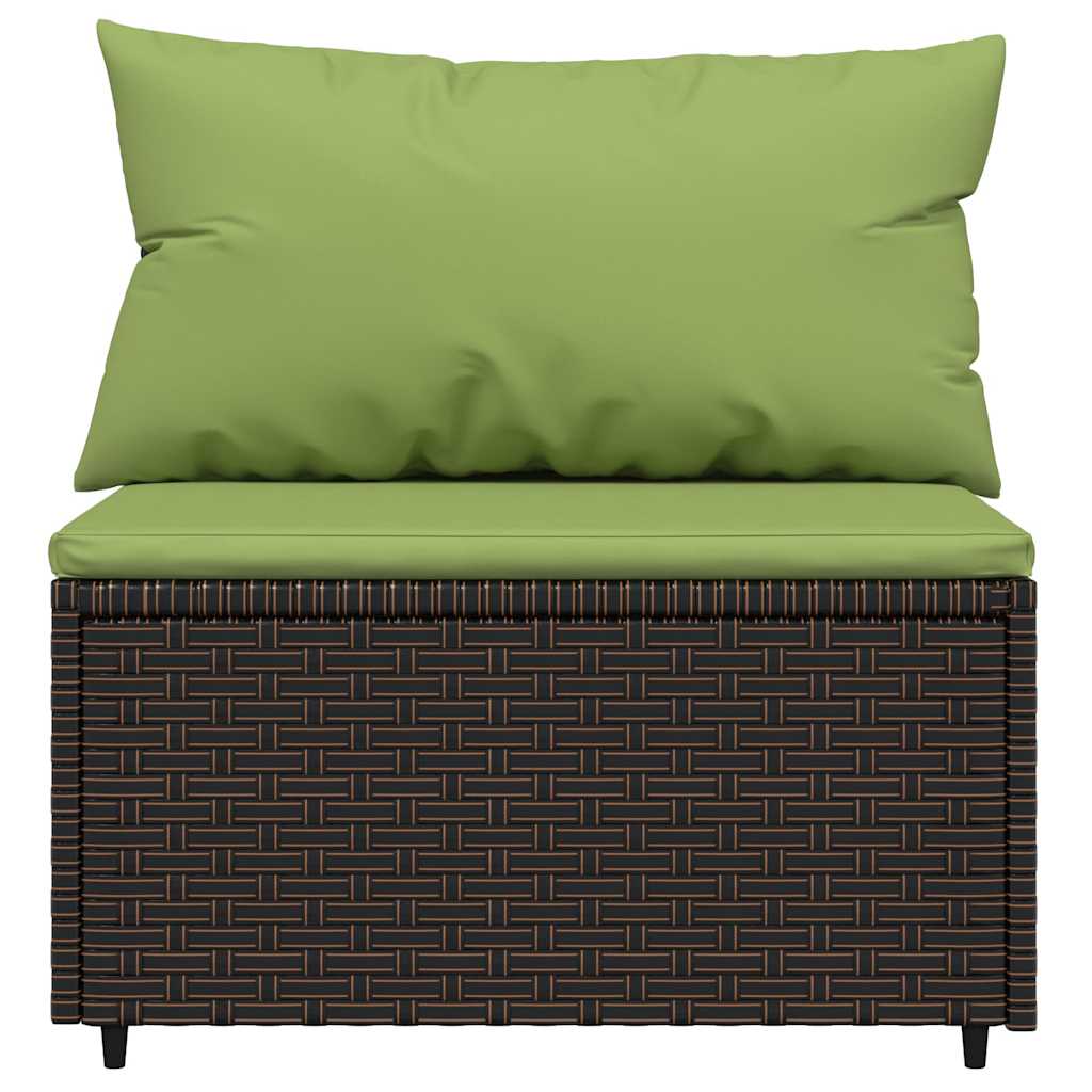 Set Mobili da Giardino 4 pz con Cuscini in Polyrattan Marrone | homemem39