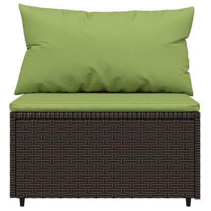 Divano Centrale da Giardino con Cuscini in Polyrattan Marrone | homemem39