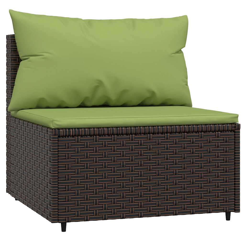 Divani Centrali da Giardino con Cuscini 2pz Polyrattan Marrone - homemem39