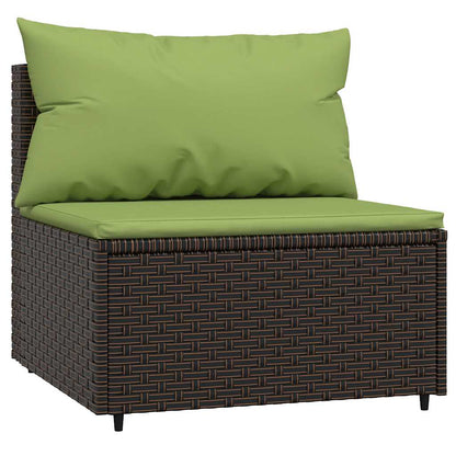 Divani Centrali da Giardino con Cuscini 2pz Polyrattan Marrone - homemem39